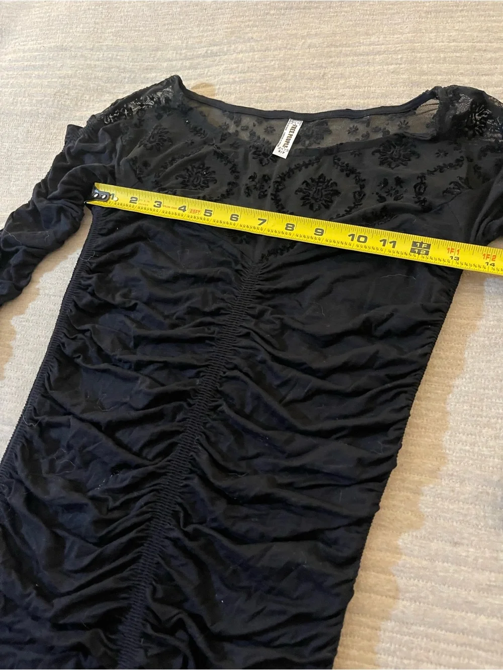 Free People Black Lace Long Sleeve Short Dress/Top Size small